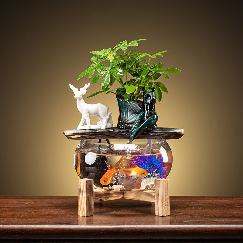 Household Fortune Fish Tank Small Fish Basin Deer left