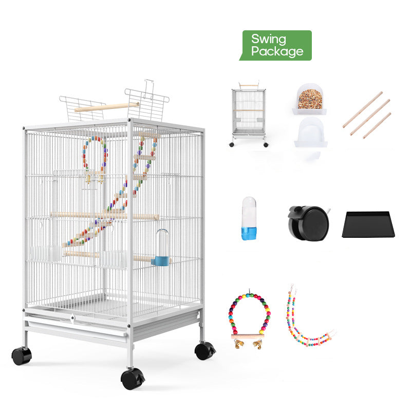 White Swig package Bird Cage With Feeder Toy Grass Nest Breeding Box