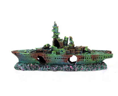 Fish Tank Aquarium Landscape Sunken Ship Decoration side