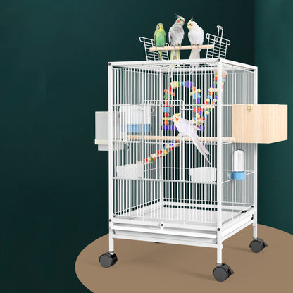 Bird Cage With Feeder Toy Grass Nest Breeding Box