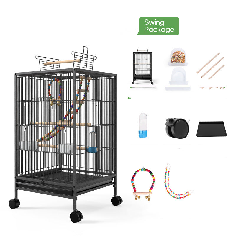 Black swing package Bird Cage With Feeder Toy Grass Nest Breeding Box