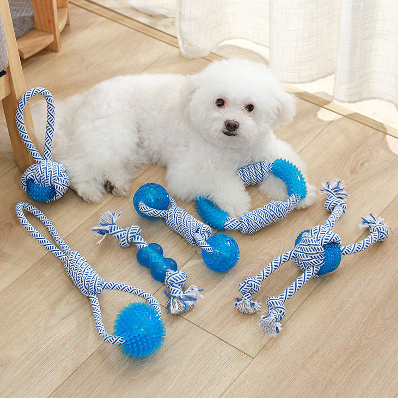 Kit Cotton Rope Dog Toy Bite Resistant demonstration