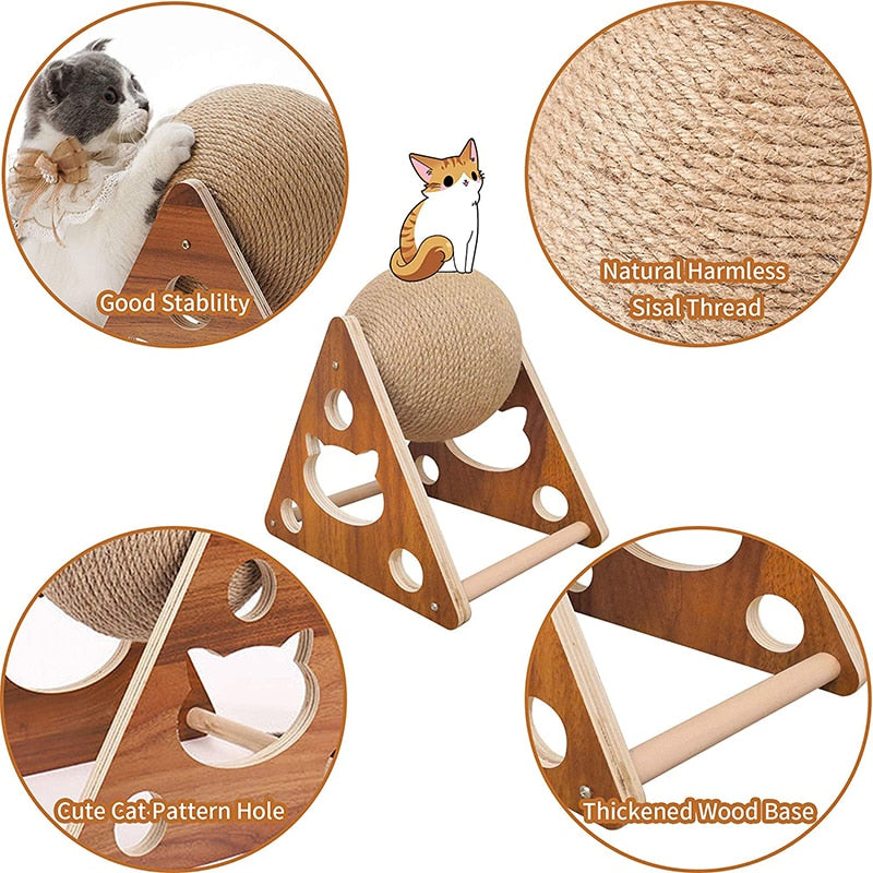 material Cat Toy Interactive Scratcher Board Kitten Sisal Rope Ball Scratch Paws