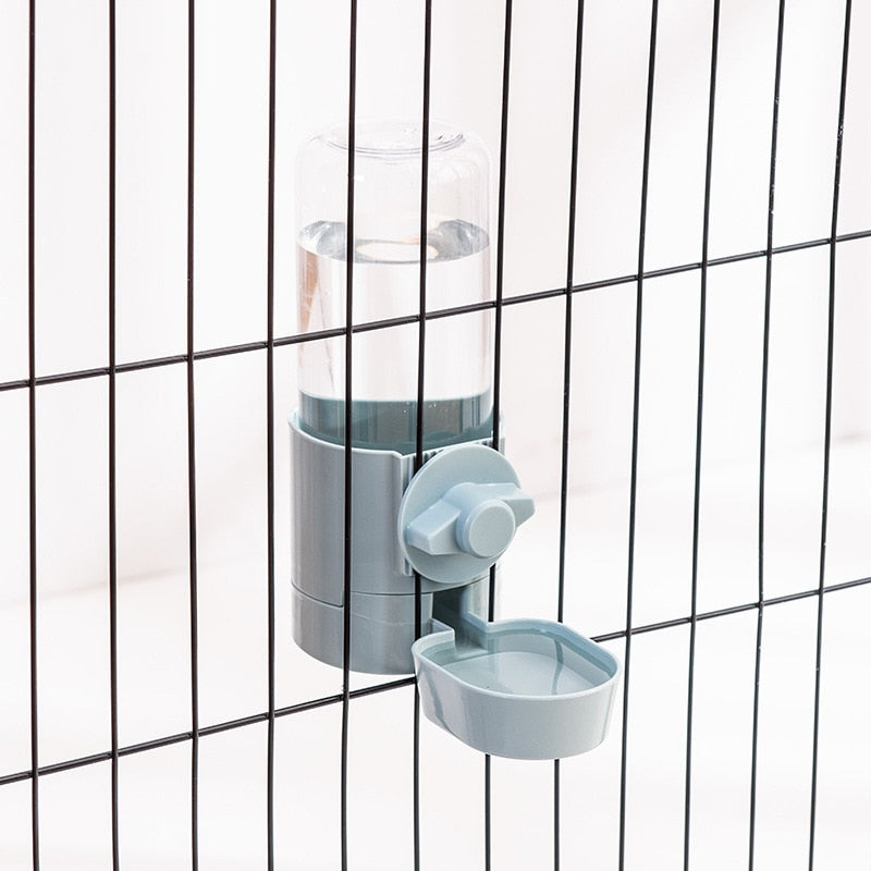 Blue Automatic Pet Feeder Cage Hanging Bowl Water Bottle Food Container