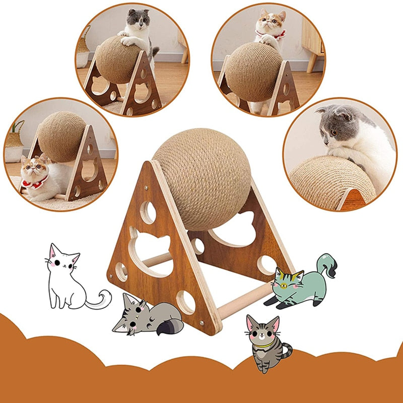 pets Cat Toy Interactive Scratcher Board Kitten Sisal Rope Ball Scratch Paws