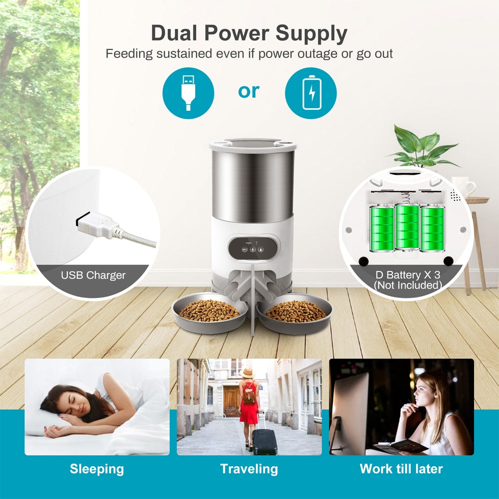 Smart Food Automatic Dispenser Remote Feeding APP For Pets