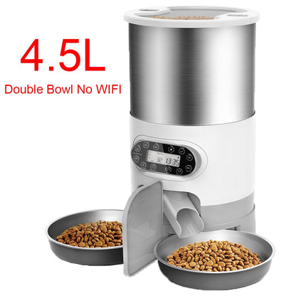 4.5L double bowl Tuya Smart Food Automatic Dispenser Remote Feeding APP Pet Feeder for Cats And Dogs