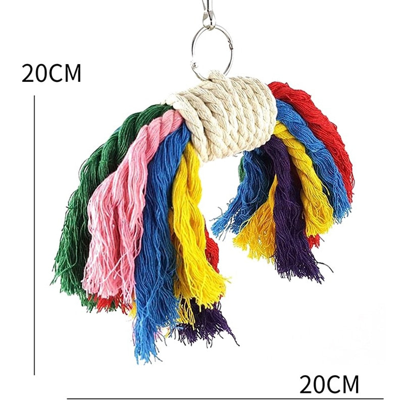 Bird Chewing Toy Cotton Rope Rainbow