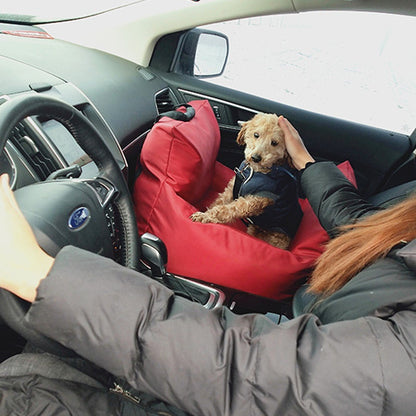 Dog Car Seat Travel Bed Dog Booster Car Seat Premium Quality with Clip-on Safety Leash, 2 in 1 Car Seat Cover for Pets red