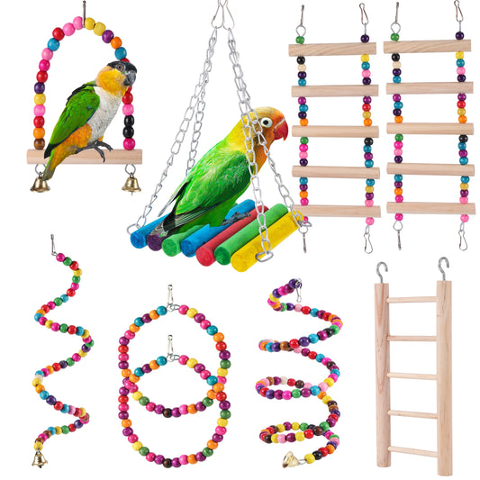 Bird Toys Set Swing Chewing Training Toys