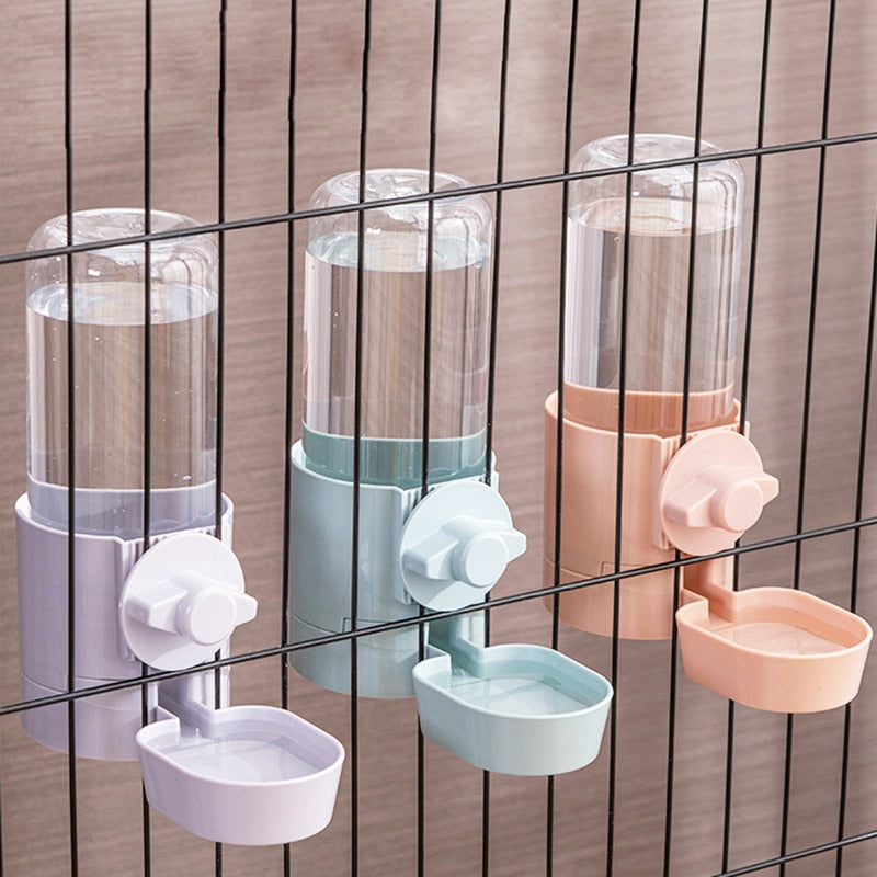 Automatic Pet Feeder Cage Hanging Bowl Water Bottle Food Container colors